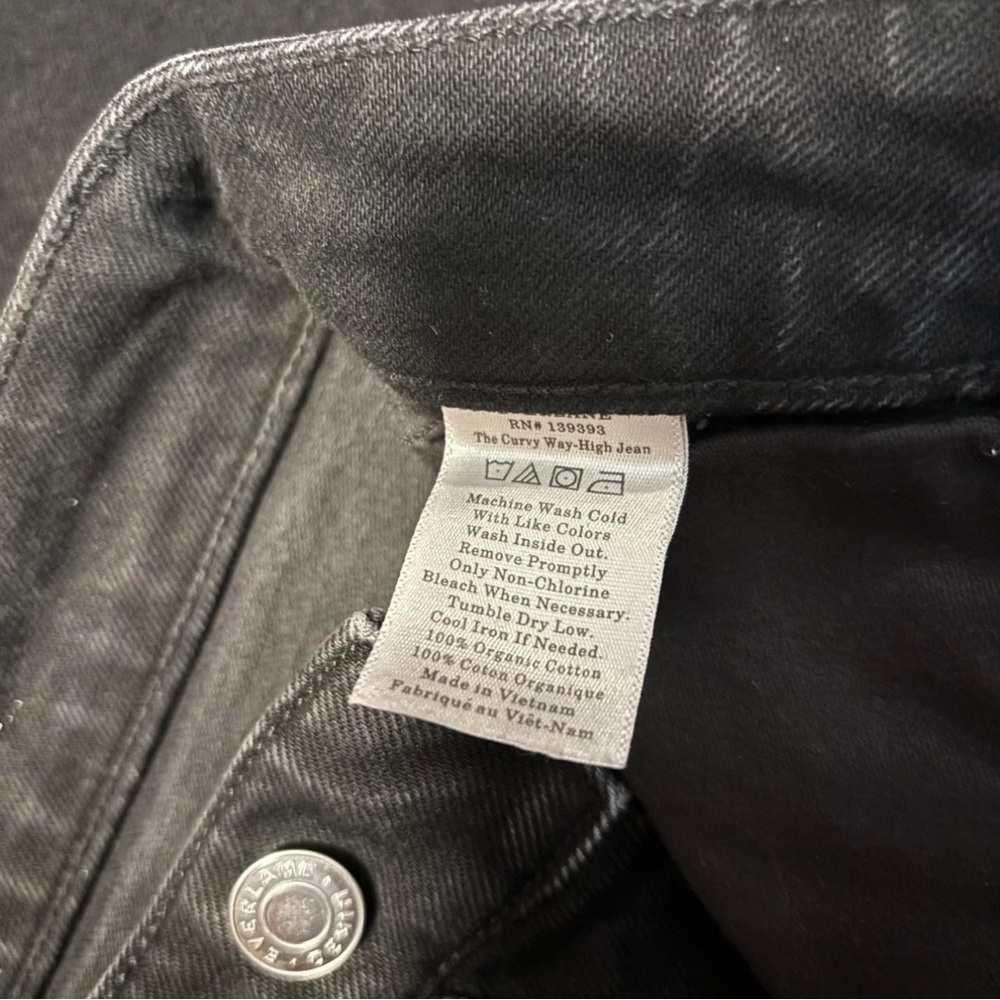 Everlane Curvy Way High Jeans Sz 24 Black Cropped High Rise Raw Hem Straight Leg - Picture 7 of 7